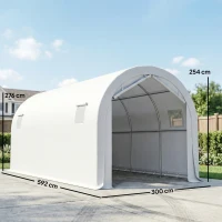Outsunny Garage auto da esterno 3x6 m con telo PE e telaio zincato, Bianco(m-3)