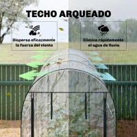 Outsunny Invernadero de Túnel 3x1x2 m con 8 Puertas Enrollables y Estructura de Acero Galvanizado Anti-UV Transparente(m-7)