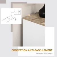 HOMCOM Buffet meuble cuisine rangement avec placard à portes et étagères réglables, 60 x 30 x 90 cm, blanc(m-13)