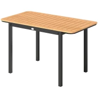 Outsunny Gartentisch für 6 Personen, 127 x 70 cm, Gartentisch mit Lattenplatte aus Holz-Kunststoff, Metallgestell(m-7)