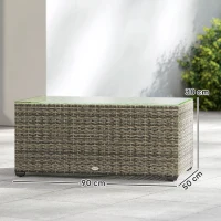 Outsunny Tavolino da giardino in rattan con piano in vetro, 90x50x38 cm, Grigio scuro(m-3)
