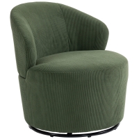 HOMCOM Fauteuil d'appoint, rotation à 360 degrés, fauteuil pivotant moderne avec pied rond, pour salon et chambre, Vert