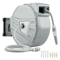 Outsunny Avvolgitubo retrattile automatico 40+2 m girevole 180°, Grigio(m-8)