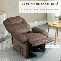 Homcom Fotoliu Relax Maro – inclinabil Manual cu Material Textil(m-4)