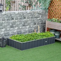 Outsunny Horta Urbana Canteiro de Jardim em Aço com Luvas Incluídas, Floreira Retangular para Cultivo de Plantas e Flores para Terraço e Varanda Exterior 174x90x30 cm Cinzento(m-7)