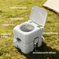 HOMCOM Toaletă de camping toaletă portabilă capacitate max. 147 kg 20L pentru camping drumeții călătorii pescuit 41,5 x 36,5 x 42 cm Gri(m-4)