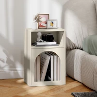 HOMCOM Comodino con scomparti aperti e design ad arco, 40x30x60 cm, Crema(m-6)