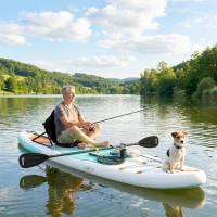 Outsunny Planche de Paddle Surf Gonflable SUP Extra Longue 335 cm avec Siège Pagaie Convertible Ailerons Pompe et Sac de Transport Charge 180 kg(m-5)