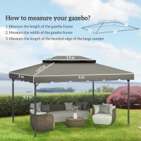 Outsunny Telo di ricambio gazebo 4x3 m con doppio tetto, Grigio chiaro(m-3)