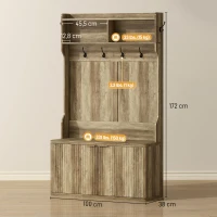 HOMCOM Porte-manteau range-chaussures 4 en 1 Porte-manteau moderne avec étagère ouverte pour couloir entrée chambre 100x38x172 cm Chêne(m-3)