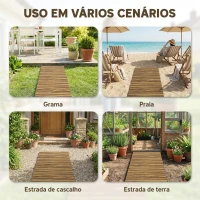 Outsunny Caminho de Ripas de Madeira Enrolável 120x38 cm Resistente às Intempéries, Decoração de Jardim para Praia e Festa - Acabamento Carbonizado(m-4)