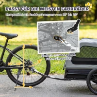 PawHut Opvouwbare Fietsaanhanger voor Middelgrote Honden tot 20kg | Helling, Reflectoren, Lijn en Vlag | Grijs(m-6)