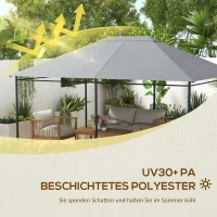 Outsunny Ersatzdach Pavillon Pavillon-Baldachin, wetterbeständig, 397 x 297 cm, Hellgrau(m-4)