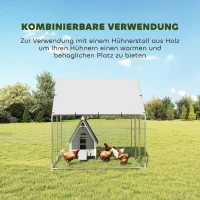 PawHut Freilaufgehege Verzinkter Stahl Hühnerstall mit wetterfester UV-Dachabdeckung abschließbarer Tür 2x2x2 m Silber(m-5)