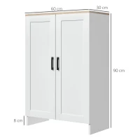 HOMCOM Buffet meuble cuisine rangement avec placard à portes et étagères réglables, 60 x 30 x 90 cm, blanc(m-7)