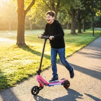 SPORTNOW Electric Scooter for Kids, Foldable E Scooter for Age Age 6+ with LED Display, RGB lights, Up to 16km/h, Pink(m-2)
