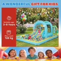 AIYAPLAY Castel Gonflabil Acvatic 7 în 1 cu Suflantă 2 Tobogane Trambulină Piscină Coș Coloană de Box 426x360x198 cm(m-5)