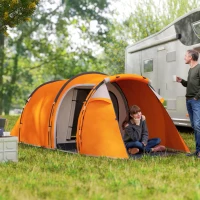 Outsunny Tenda a tunnel 2-3 persone con vestibolo, 2000 mm, Arancione(m-4)