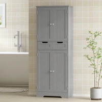 HOMCOM Mobilier de baie cu sertar, dulap cu uși, raft reglabil, 60 x 30 x 160 cm, gri(m-6)
