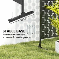 Outsunny Metal Decorative Privacy Screen Outdoor Divider, Black Grid(m-5)