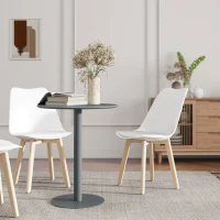 HOMCOM Tavolo rotondo per 2 persone in acciaio per interno ed esterno, Grigio(m-4)