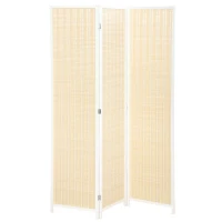 HOMCOM Paravento divisorio pieghevole in legno a 3 pannelli, 135x180 cm, Bianco(m-7)