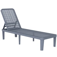 Outsunny Șezlong reclinabil de grădină exterior cu spătar reglabil în 4 poziții și cadru din PP 191x55x35,5 cm Gri închis(m-1)