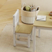 AIYAPLAY Mesa infantil con silla, lote mesa y 2 sillas infantiles de madera para dibujar, jugar, estudiar, 56x52x48cm, madera natural(m-4)
