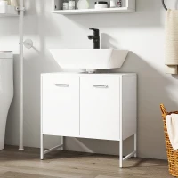 HOMCOM Dulap pentru sub lavoar, mobilier de baie cu 2 uși cu închidere lentă și raft reglabil, alb(m-6)