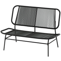 Outsunny Canapé d'extérieur en rotin 2 places avec assise et dossier tressés en rotin Structure en acier Charge 240 kg Noir