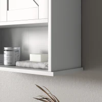 kleankin Armadietto da Bagno da Parete, Mobile da Bagno Appendiabile Rustico con Scomparto Ripiano Regolabile e 2 Ante, Bianco(m-4)