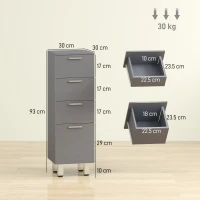 kleankin Mobile da Bagno Armadietto con 4 Cassetti, Pannello Truciolare e Piedini Regolabili, Grigio(m-3)