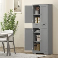 HOMCOM Mobilier de baie cu sertar, dulap cu uși, raft reglabil, 60 x 30 x 160 cm, gri(m-4)