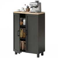 HOMCOM Buffet de Salon Étroit 2 Portes Armoire de Cuisine avec Étagère Réglable pour Entrée 60x30x90 cm Noir(m-1)