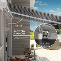 Outsunny Toldo Manual Retrátil 395x245 cm Ângulo Ajustável Braço Articulado Anti-UV e Impermeável Montagem na Parede Azul e Branco(m-4)