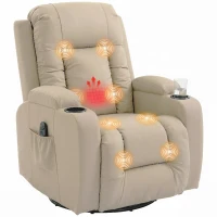 HOMCOM Poltrona de Massagem Reclinável c/ Aquecimento e 8 Pontos de Massagem 82x99x103 cm para Relaxamento Creme(m-14)