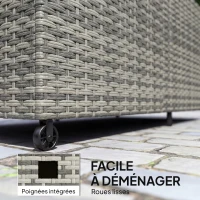 Outsunny Cufăr de grădină din rășină împletită, cufăr de depozitare exterior 650 L impermeabil cu căptușeală cu fermoar(m-4)