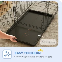 PawHut Gabbia Trasportino in Acciaio per Animali Pieghevole,Nero, 106×71×76cm(m-6)