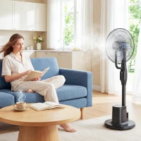 HOMCOM Ventilator cu brumizare silențios 90W pe stativ 128cm oscilație 70° 3 viteze 3 moduri temporizator negru(m-2)