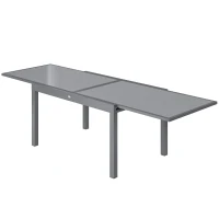 Outsunny Extending Garden Table for 6-10, Aluminium Outdoor Dining Table with Tempered Glass Top, Grey(m-11)