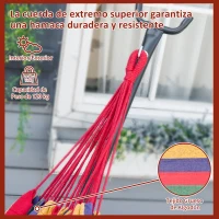 Outsunny Hamaca con Soporte de Acero con Altura Ajustable en 6 Niveles y Bolsa de Transporte Carga 120 kg 200x150 cm Multicolor(m-5)