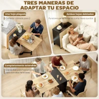 HOMCOM Mesa Plegable de Comedor con Alas Abatibles 4 Compartimentos 3 Formas para Cocina Salón 169x60x75 cm Natural Oscuro(m-4)