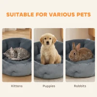 PawHut Cat Bed, Reversible Dog Pet Bed for Indoor Cats and Small Dogs, Round Bed with Supportive Bolster, Dark Grey(m-7)