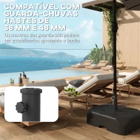 Outsunny Base para Chapéu de Solcom Rodas e Pega Telescópica para Mastros Ø38 mm Ø48 mm Recarregável com Areia 72 kg ou Água 45 L Preto(m-7)