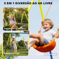 AIYAPLAY Baloiço Infantil 3 em 1 com Argolas de Ginástica para Crianças dos 3 aos 8 Anos 285x160x181 cm Multicolor(m-4)