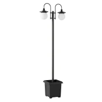 Outsunny Lampadaire Solaire Extérieur de Jardin avec Jardinière 2 Têtes Étanche IP44 Allumage/Arrêt Automatique Hauteur Réglable(m-7)