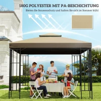 Outsunny Ersatzdach für Pavillon 3 x 3 m wasserdicht Pavillondach mit Doppeldach Ablauflöcher Beige(m-6)