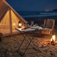 Outsunny Table pliante de camping portable à hauteur réglable sur 5 niveaux plateau en HDPE et châssis métallique 75x50x73,5 cm blanc(m-4)