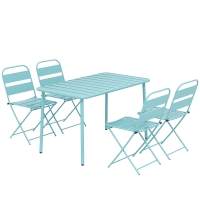Outsunny Set da pranzo da esterno 5 pezzi per 4 persone, Verde chiaro