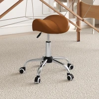 HOMCOM Sgabello con Ruote, Sedia da Lavoro con Altezza Regolabile 49-61 cm e Sella Ergonomica, 52x53x49-61 cm, Marrone(m-4)